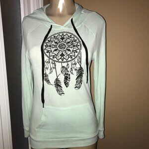 Rue 21 Size XS Dream Catcher Hooded Green Thin Sweatshirt with Hoodie
